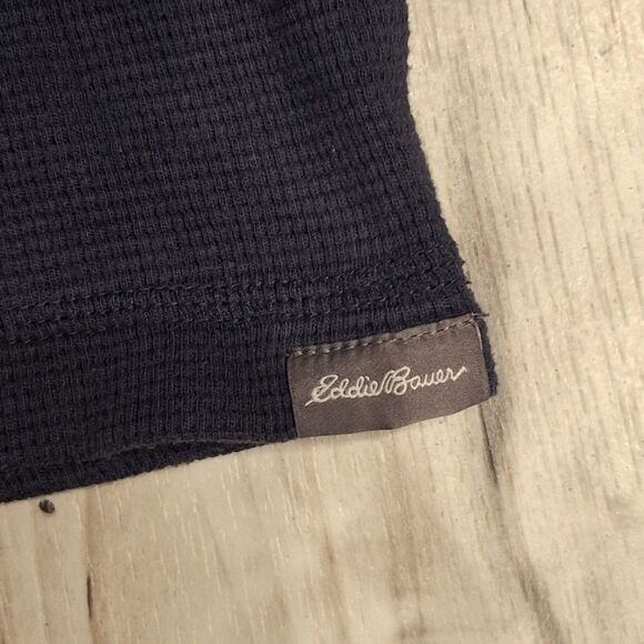 Eddie Bauer Waffle Knit Pullover Hoodie Dark Blue Men Size Large - Picture 3 of 6